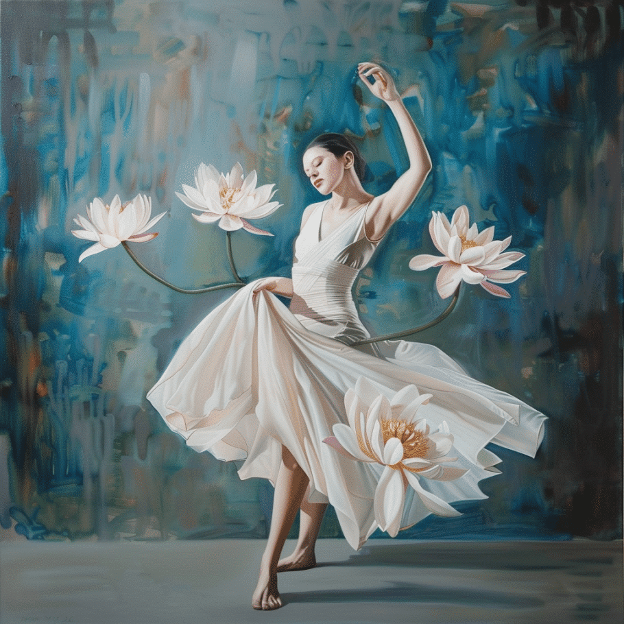 Woman, dancing and Lotus